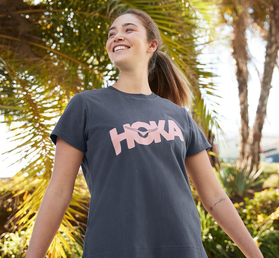 Hoka Australia One One Brand - Womens Tee Blue - SBZOA-2610